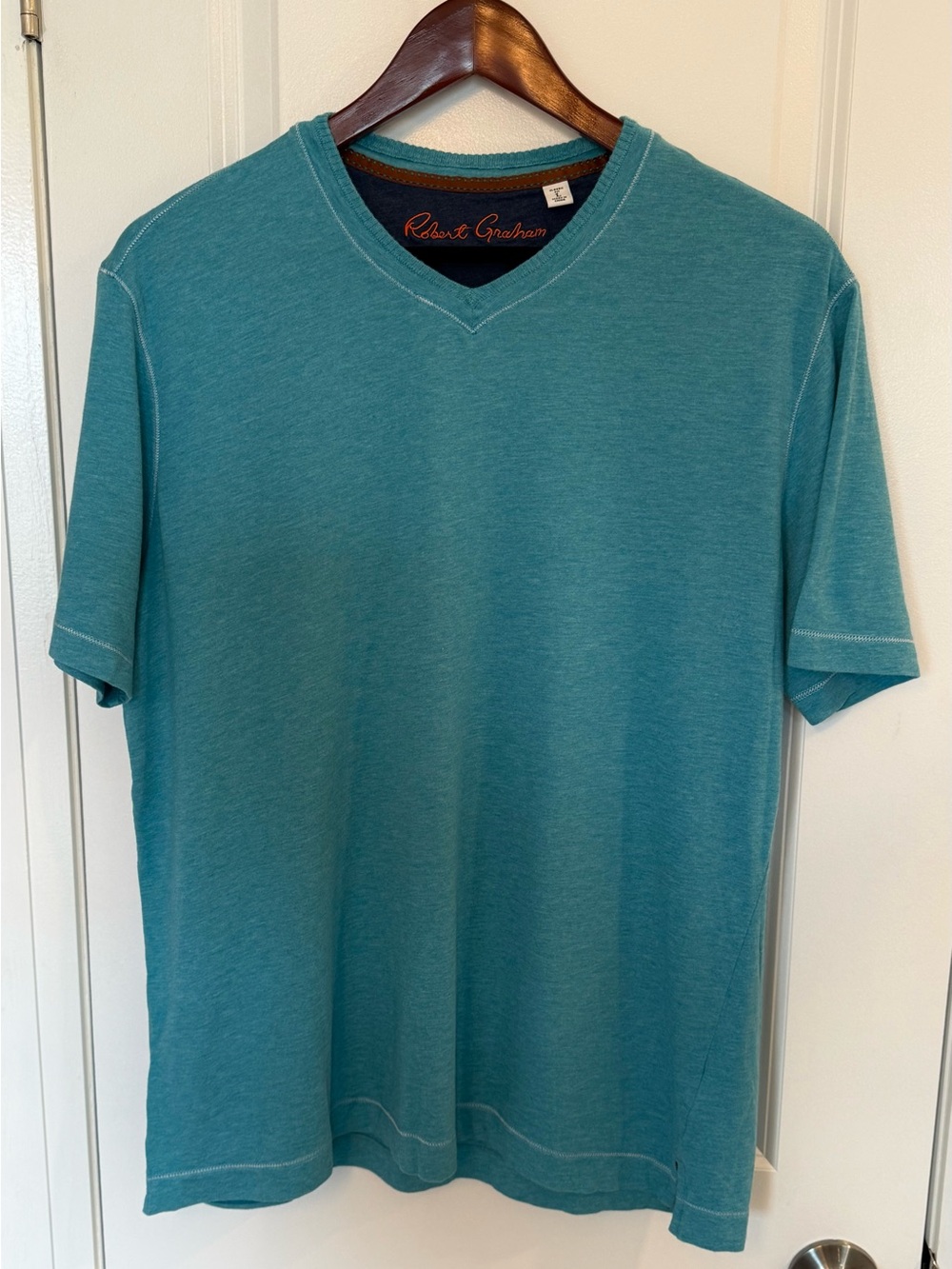 Robert Graham Teal V-Neck Short Sleeve Tee
